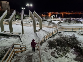 22:19 hs continúan las nevadas en Ushuaia