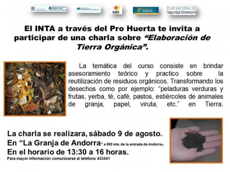 Se realizará una charla sobre elaboración de tierra orgánica