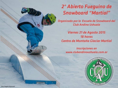 Realizan una competencia de snowboard en el Martial