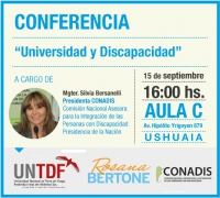 Brindarán una conferencia sobre Universidad y Discapacidad