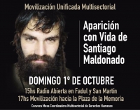 Convocan a una movilización por la aparición con vida de Santiago Maldonado