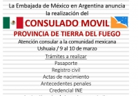 El consulado móvil de México atenderá en Ushuaia