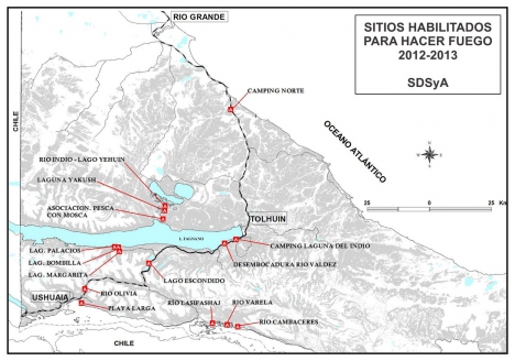 Se dieron a conocer los sitios habilitados para hacer fuego durante la temporada 2012-2013